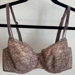 Soma Enticing Lift Balconet Bra Size 34D taupe Lace Underwire